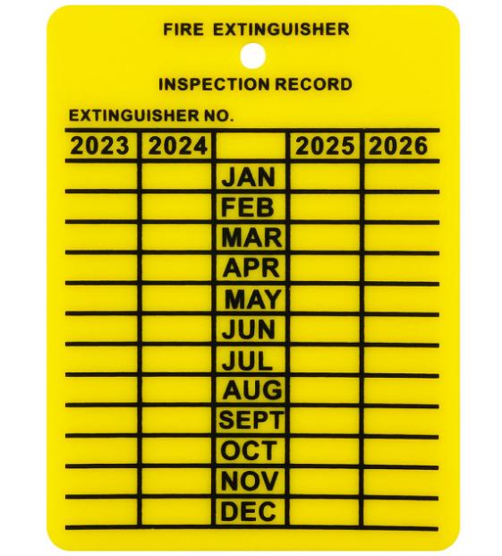 FIRE EXTINGUISHER MONTHLY INSPECTION TAGS PLASTIC Canada Safety